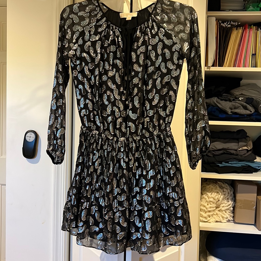 Michael Kors, Silver And Black Mini Dress